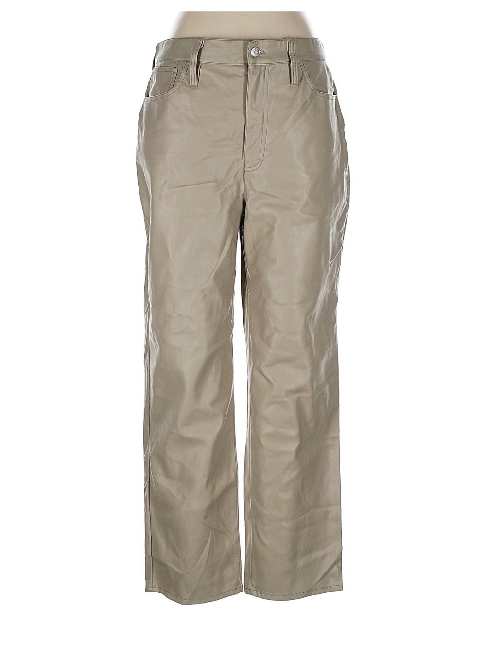 Madewell Faux Leather Perfect Vintage Straight Leg Pants Tan Taupe Size 31